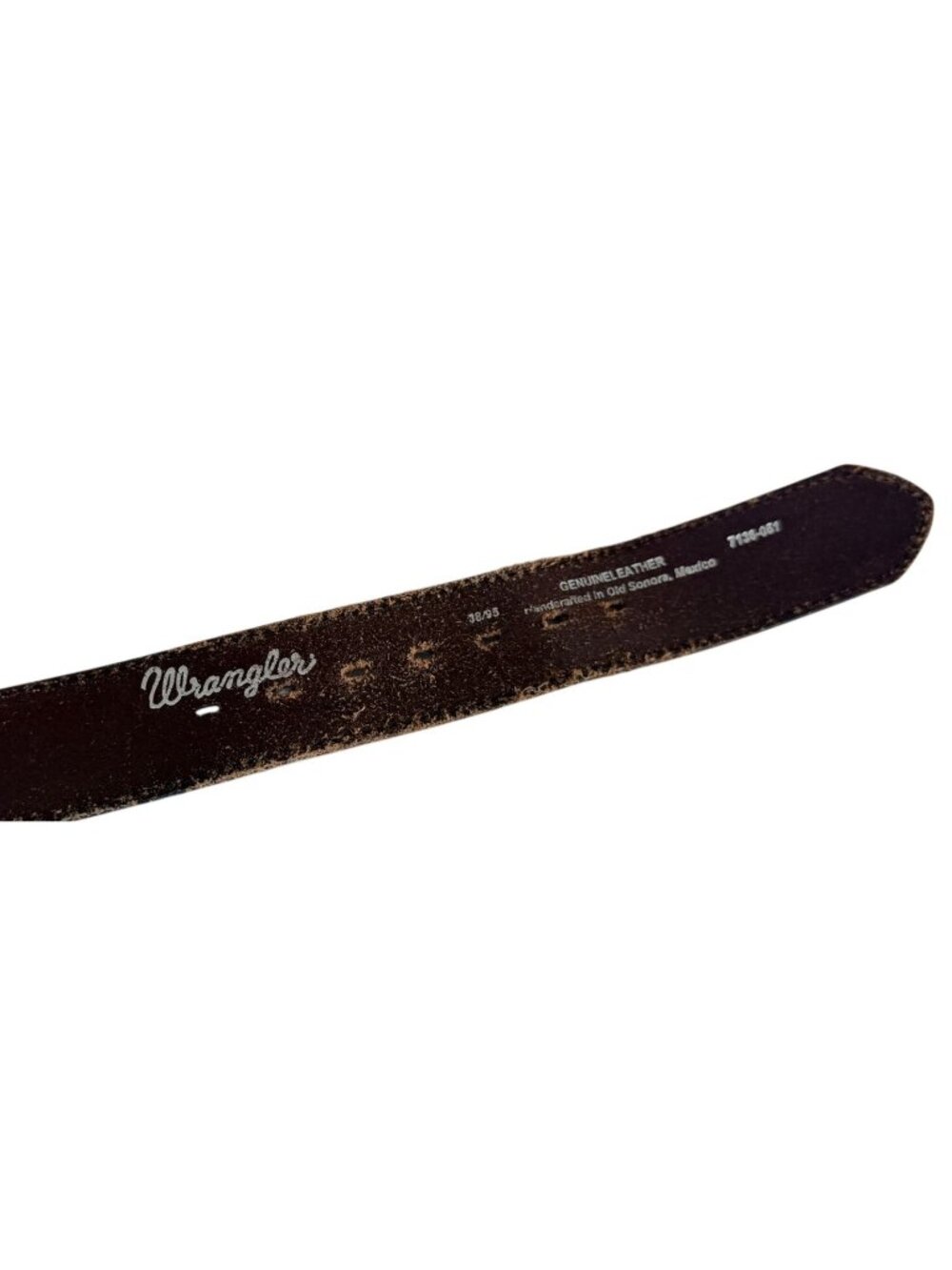 Vintage Wrangler Western Aztec Southwestern Brown Leather Belt Handmade Size 38 - Picture 9 of 11